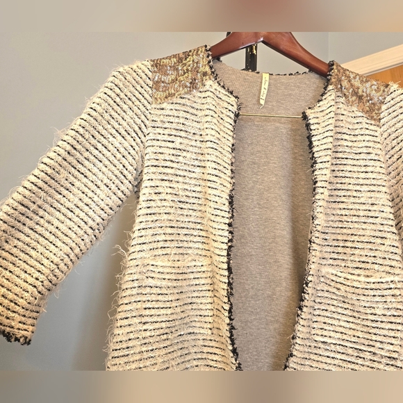 WILLOW & CLAY Trendy Fun Sequins Cardigan Women Crop Jersey Lined (SIZE:SMALL) - Picture 7 of 10